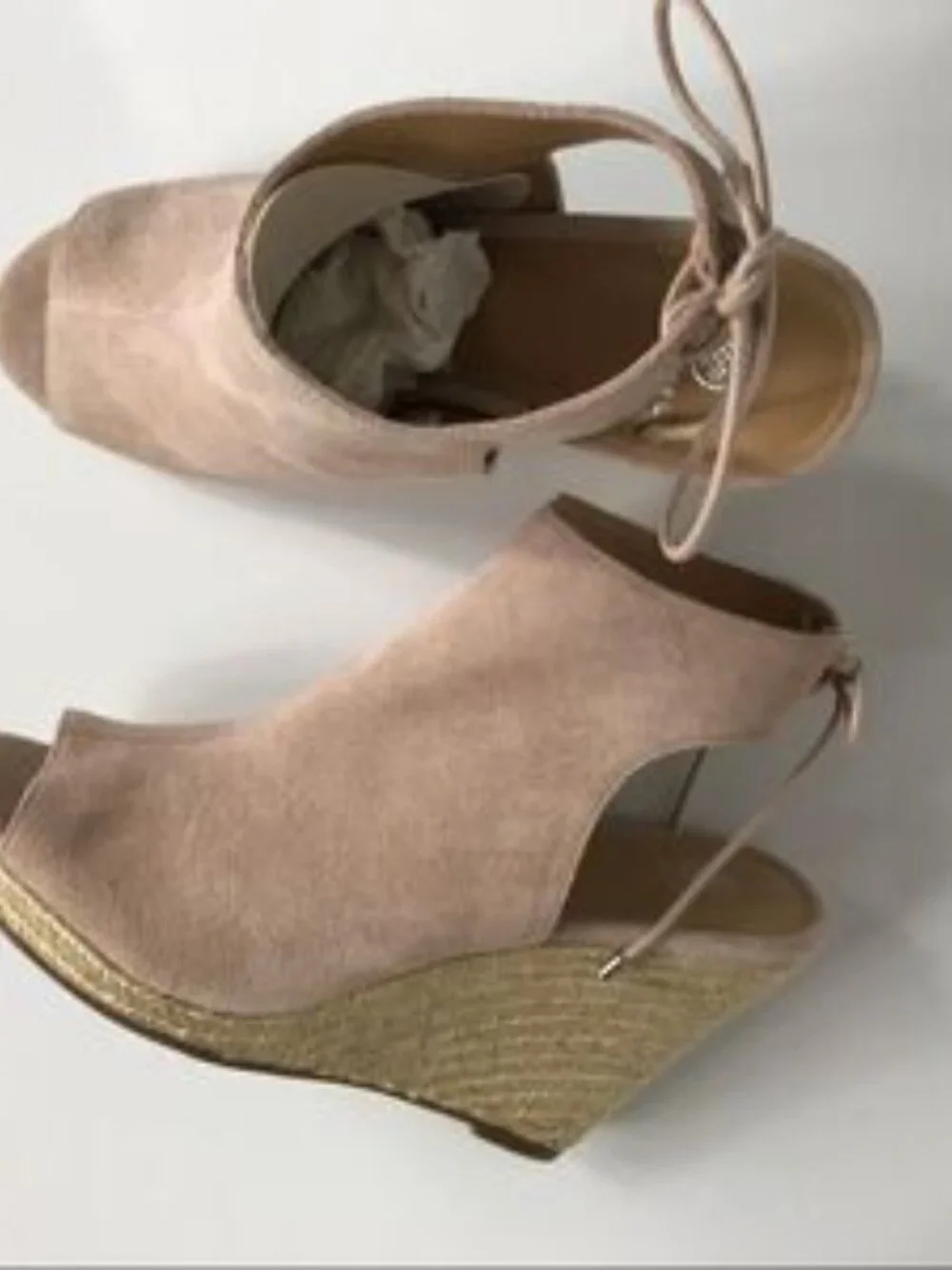 Laurie Felt Suede Peep-Toe Wedge